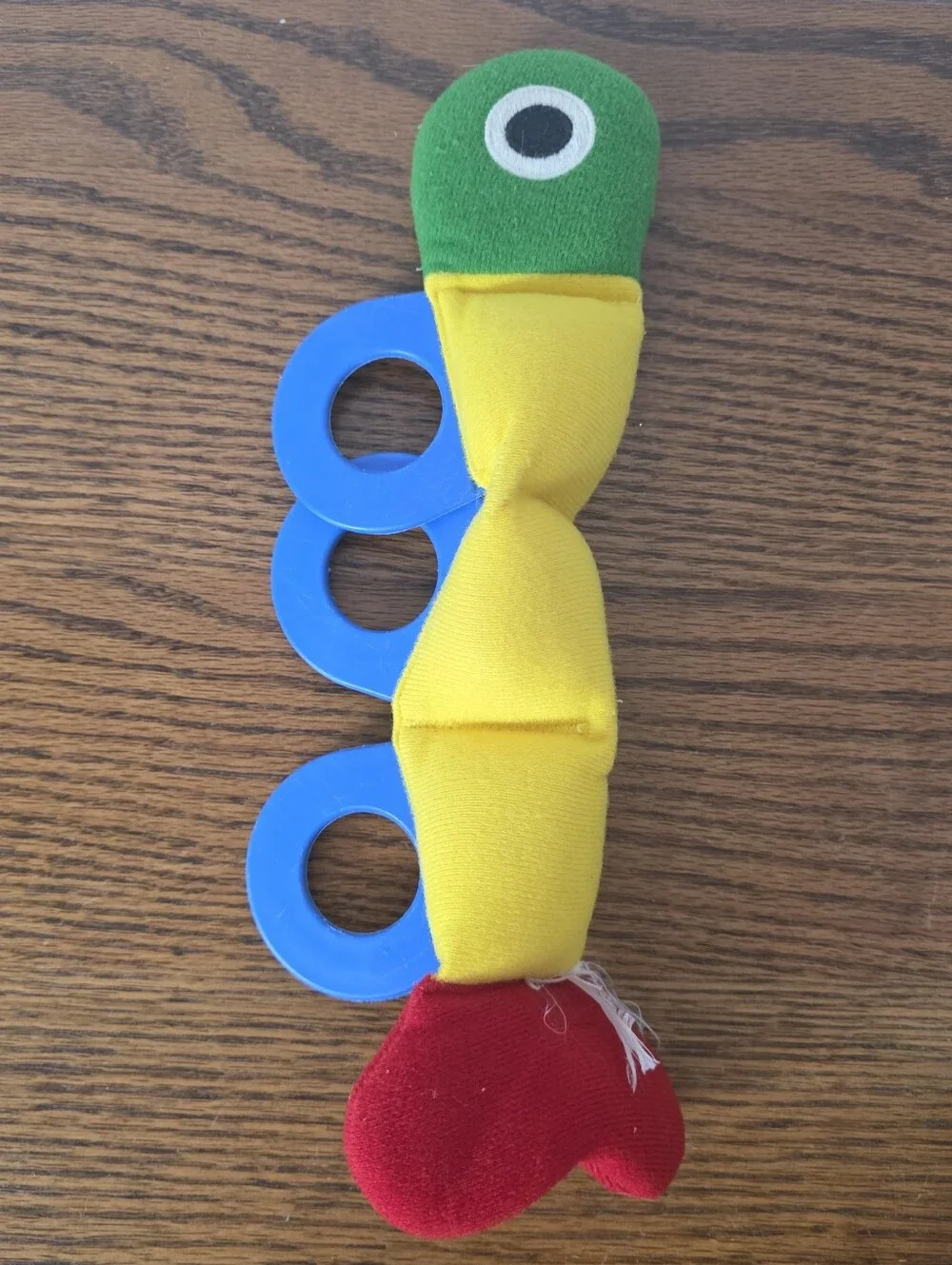Vintage 1984 Johnson & Johnson Wiggle Worm Plush Rattle Squeak Baby Toy